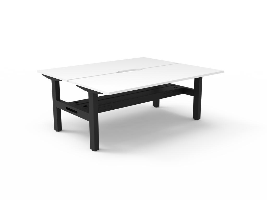 Rapidline Boost Static Back to Back Workstation 1800 x 750mm with Cable Tray Natural White / Black Satin