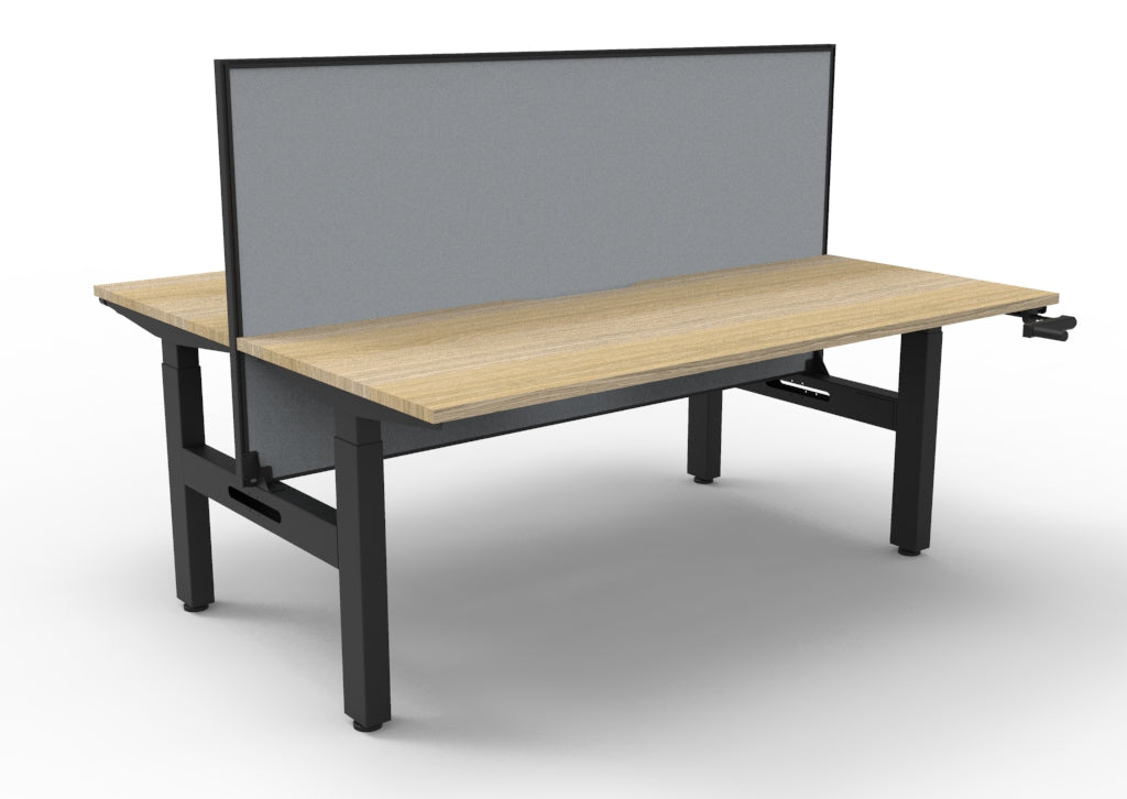 Rapidline Boost Crank Back to Back Workstation 1200 x 750mm with Screen Natural Oak / Black Satin