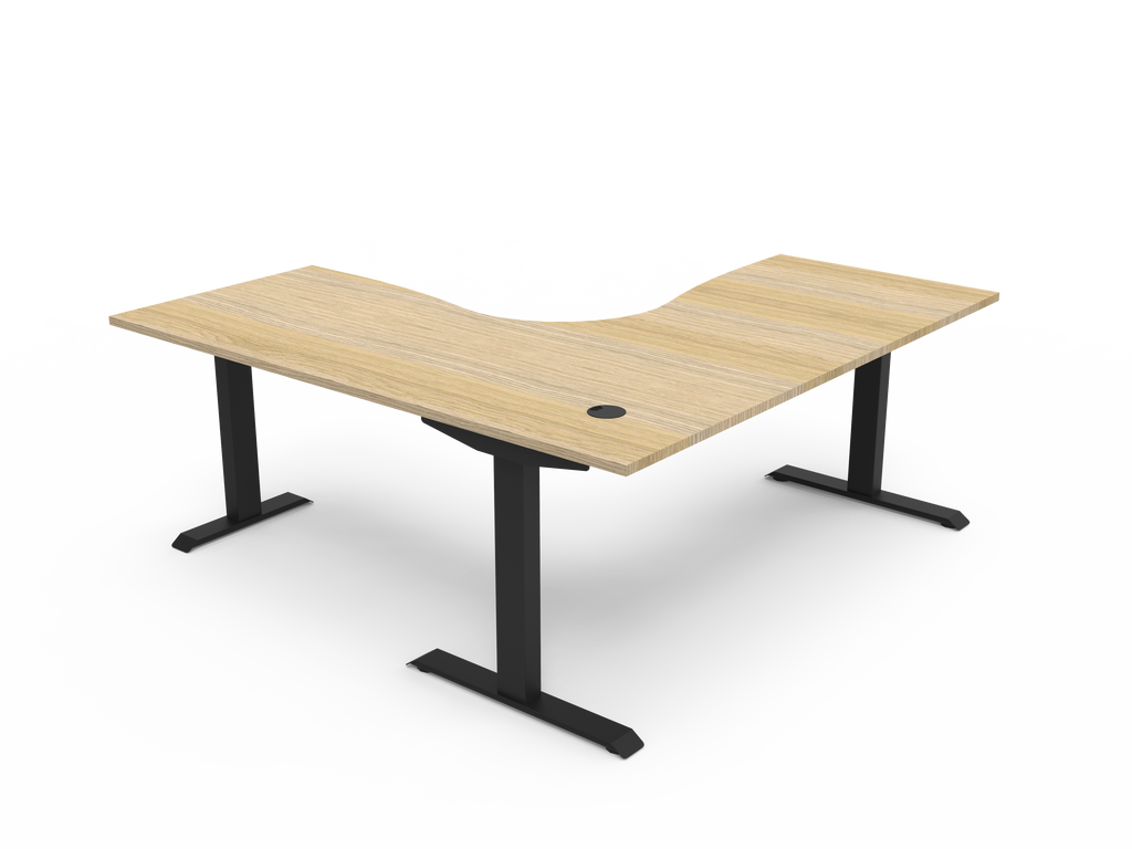 Rapidline Boost Static Corner Workstation 1800 x 1800 x 750mm Natural Oak / Black Satin