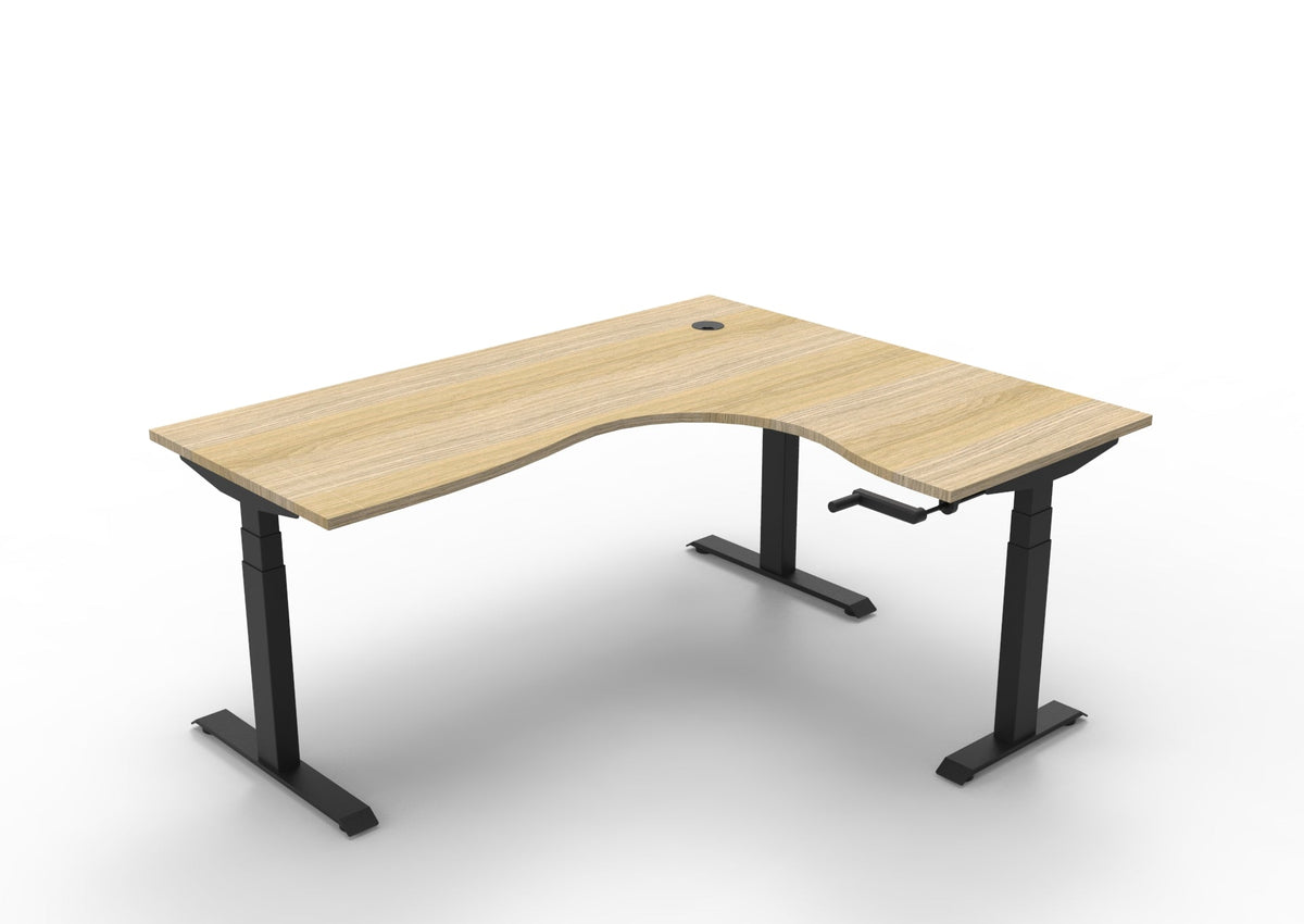 Rapidline Boost Crank Corner Workstation 1800 x 1500 x 750mm Natural Oak / Black Satin