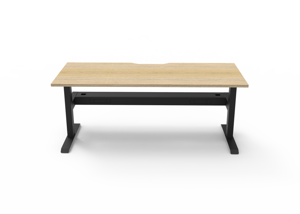 Rapidline Boost Static Single Sided Workstation 1800 x 750mm with Cable Tray Natural Oak / Black Satin