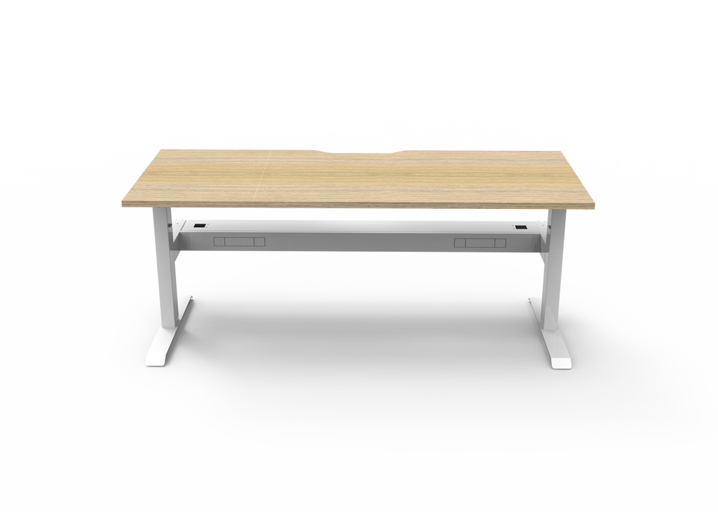 Rapidline Boost Static Single Sided Workstation 1500 x 750mm with Cable Tray Natural Oak / White Satin