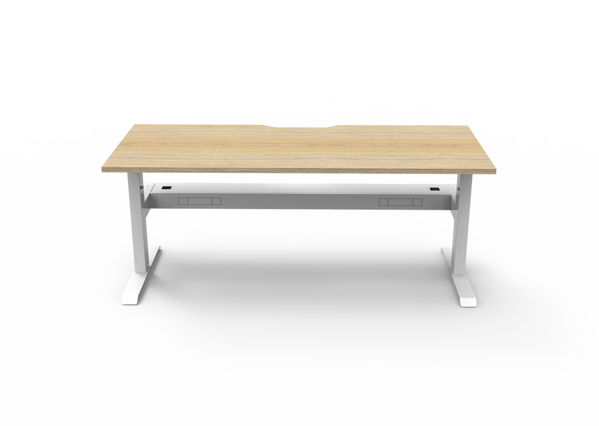 Rapidline Boost Static Single Sided Workstation 1500 x 750mm with Cable Tray Natural Oak / White Satin