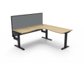Rapidline Boost Static Corner Workstation 1800 x 1800 x 750mm with Screen Natural Oak / Black Satin