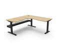 Rapidline Boost Static Corner Workstation 1800 x 1800 x 750mm with Cable Tray Natural Oak / Black Satin