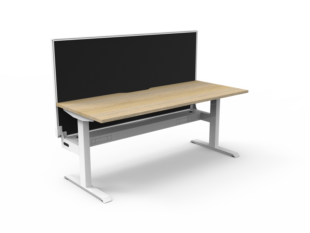 Rapidline Boost Static Single Sided Workstation 1200 x 750mm with Screen and Cable Tray Natural Oak / White Satin