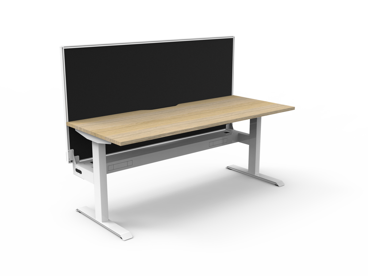 Rapidline Boost Static Single Sided Workstation 1200 x 750mm with Screen and Cable Tray Natural Oak / White Satin
