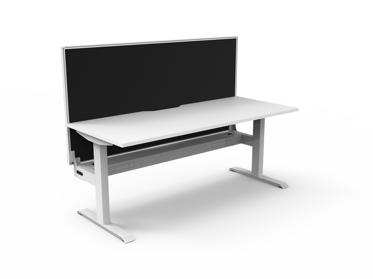 Rapidline Boost Static Single Sided Workstation 1200 x 750mm with Screen and Cable Tray Natural White / White Satin