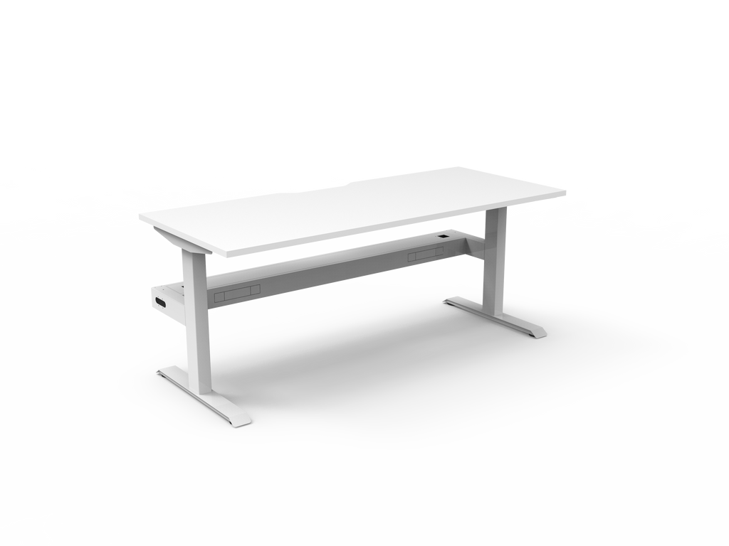Rapidline Boost Static Single Sided Workstation 1500 x 750mm with Cable Tray Natural White / White Satin