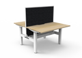 Rapidline Boost Static Back to Back Workstation 1200 x 750mm with Screen and Cable Tray Natural Oak / White Satin