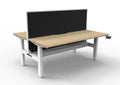 Rapidline Boost Crank Back to Back Workstation 1200 x 750mm with Screen and Cable Tray Natural Oak / White Satin