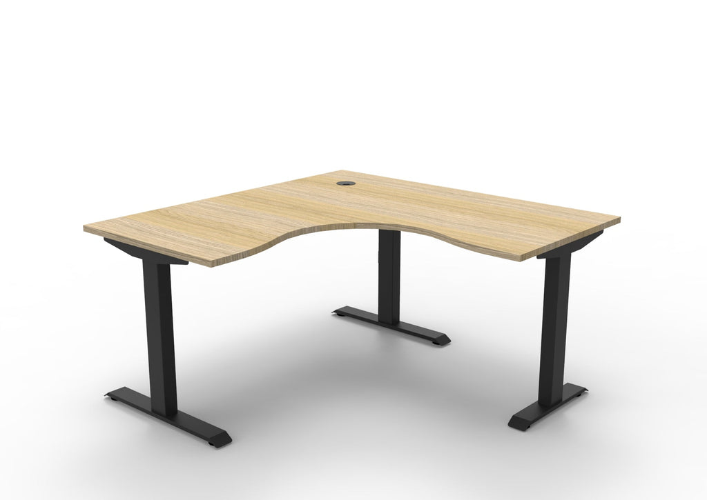 Rapidline Boost Static Corner Workstation 1500 x 1500 x 750mm Natural Oak / Black Satin