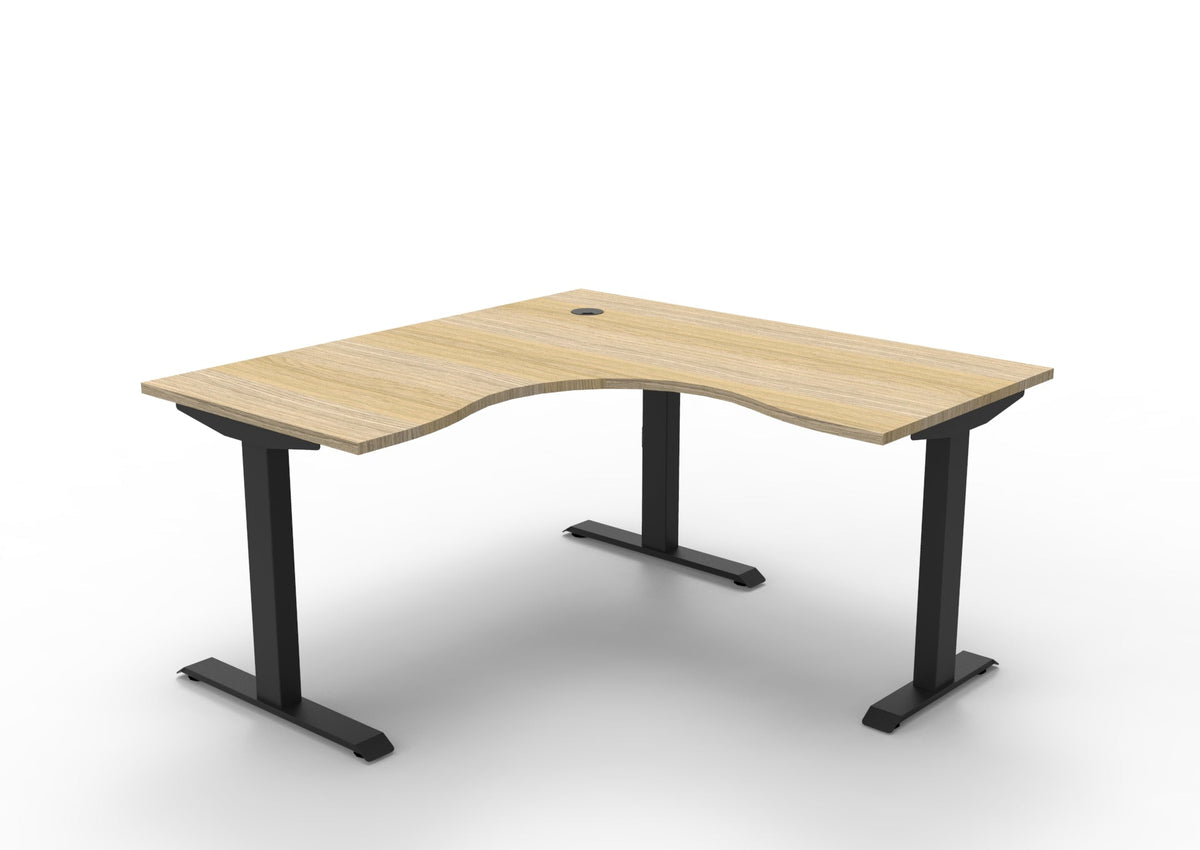 Rapidline Boost Static Corner Workstation 1500 x 1500 x 750mm Natural Oak / Black Satin