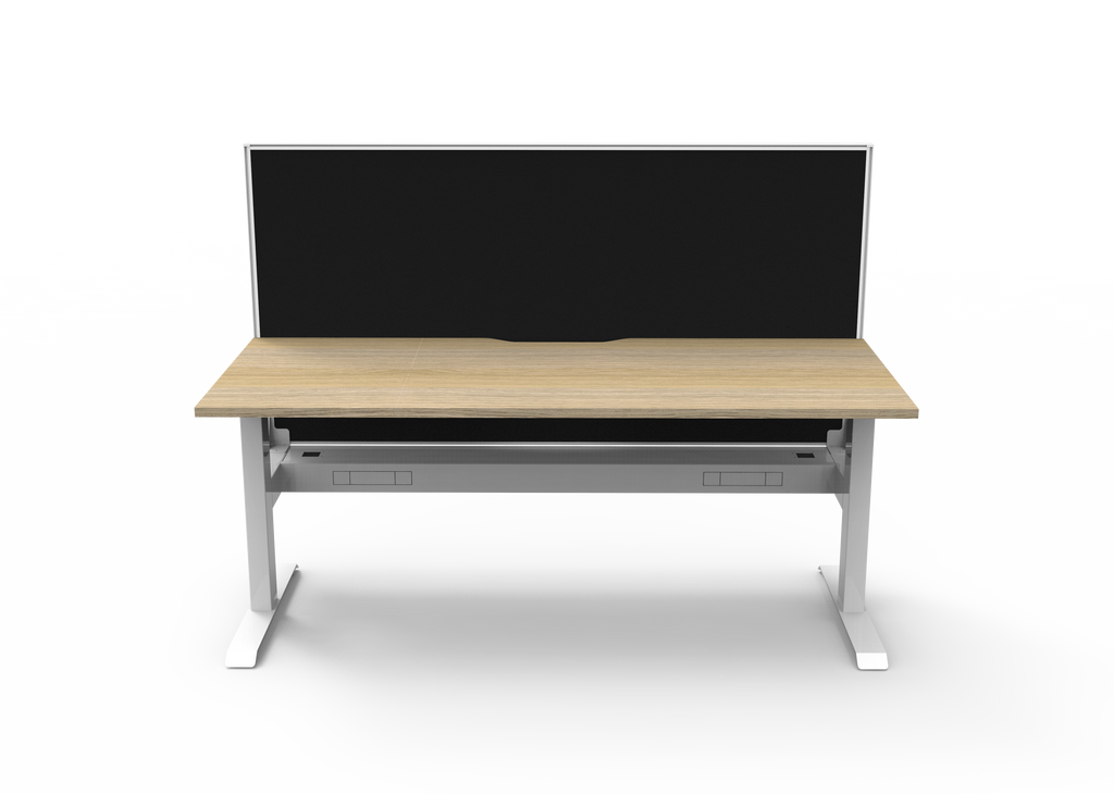 Rapidline Boost Static Single Sided Workstation 1800 x 750mm with Screen and Cable Tray Natural Oak / White Satin