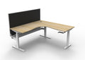 Rapidline Boost Crank Corner Workstation 1800 x 1800 x 750mm with Screen and Cable Tray Natural Oak / White Satin