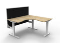 Rapidline Boost Static Corner Workstation 1500 x 1500 x 750mm with Screen Natural Oak / White Satin