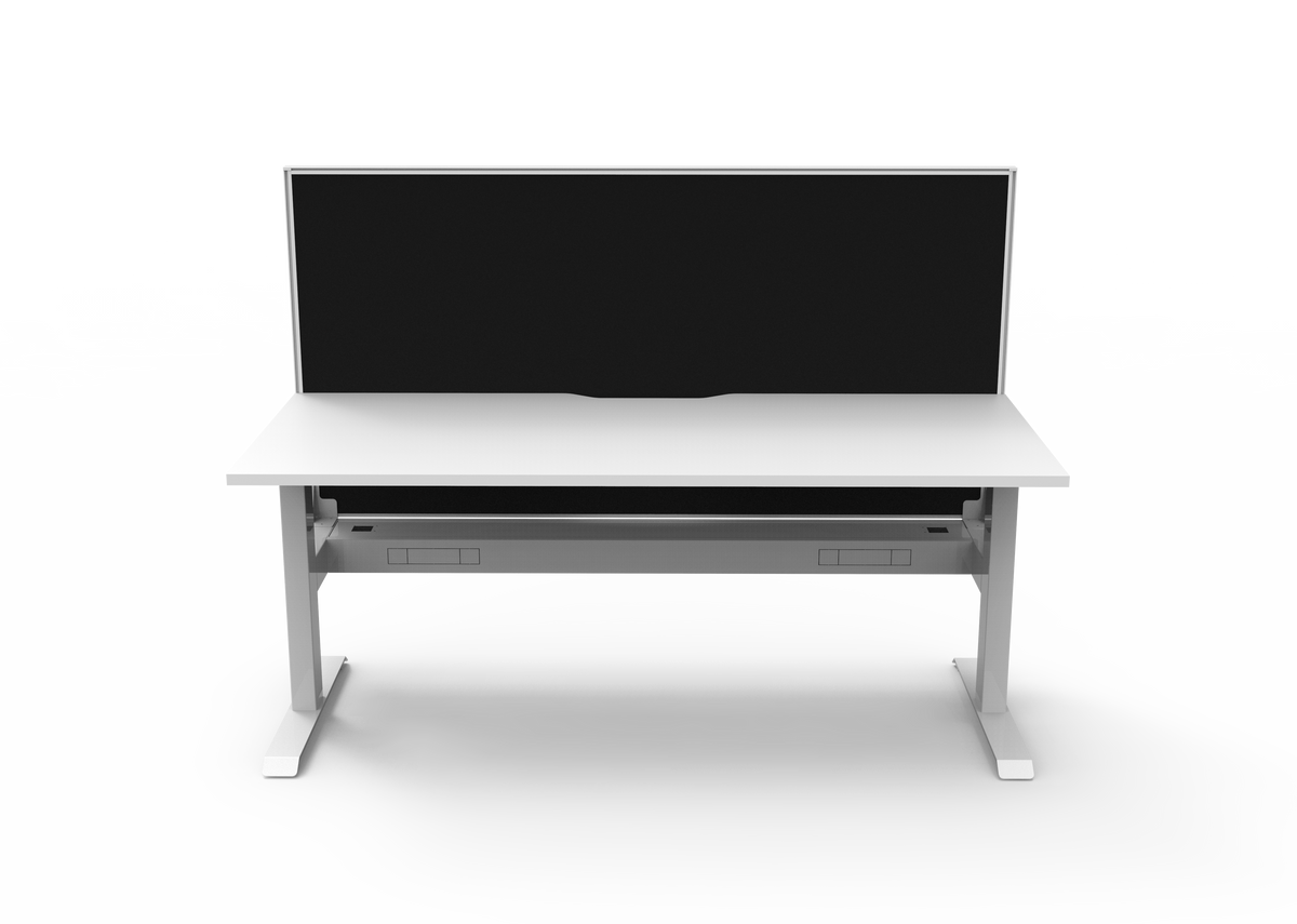 Rapidline Boost Static Single Sided Workstation 1500 x 750mm with Screen and Cable Tray Natural White / White Satin