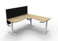 Rapidline Boost Crank Corner Workstation 1800 x 1800 x 750mm with Screen Natural Oak / White Satin