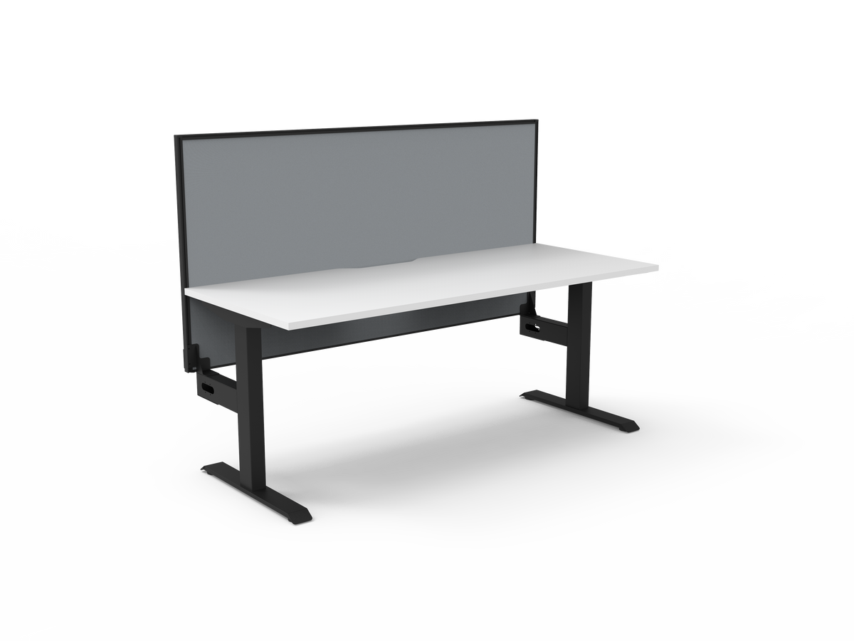 Rapidline Boost Static Single Sided Workstation 1200 x 750mm with Screen Natural White / Black Satin