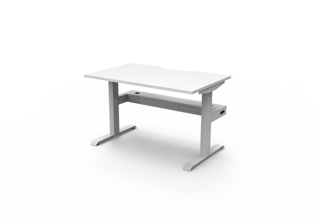 Rapidline Boost Static Single Sided Workstation 1200 x 750mm with Cable Tray Natural White / White Satin