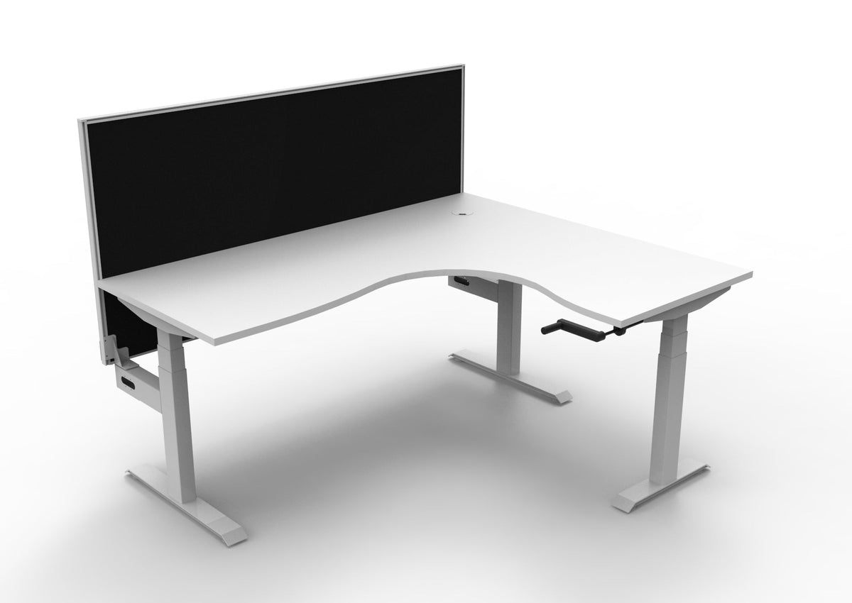 Rapidline Boost Crank Corner Workstation 1800 x 1500 x 750mm with Screen Natural White / White Satin