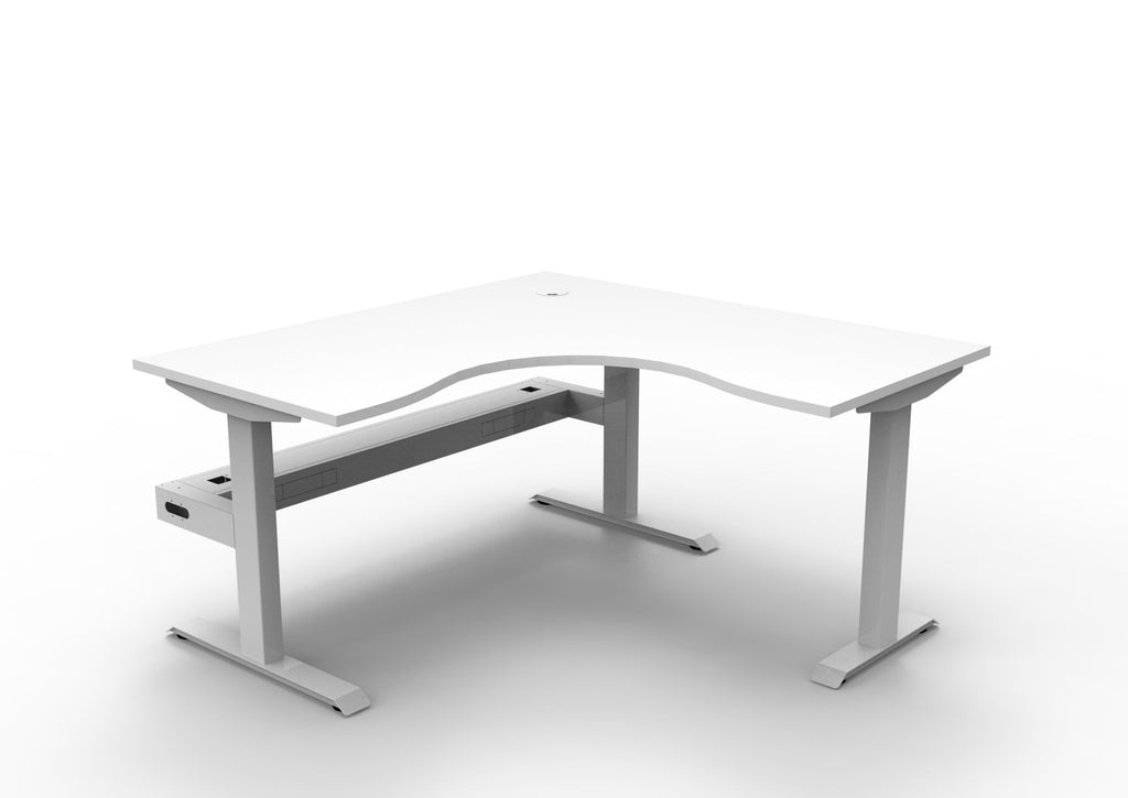 Rapidline Boost Static Corner Workstation 1500 x 1500 x 750mm with Cable Tray Natural White / White Satin