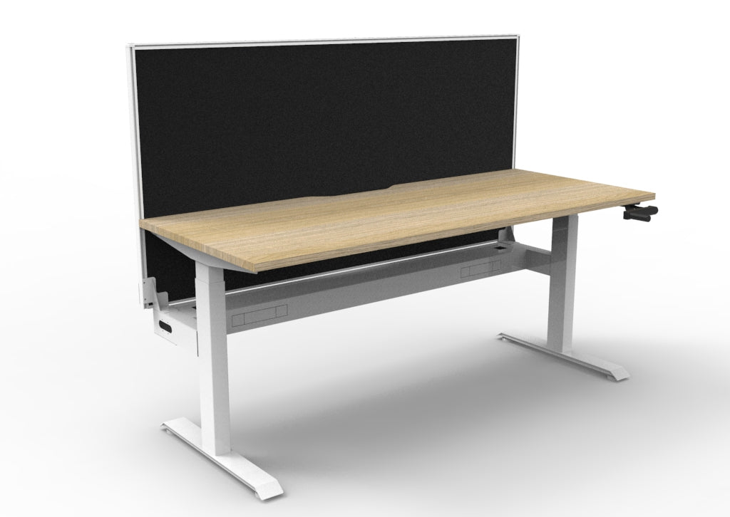 Rapidline Boost Crank Single Sided Workstation 1200 x 750mm with Screen and Cable Tray Natural Oak / White Satin