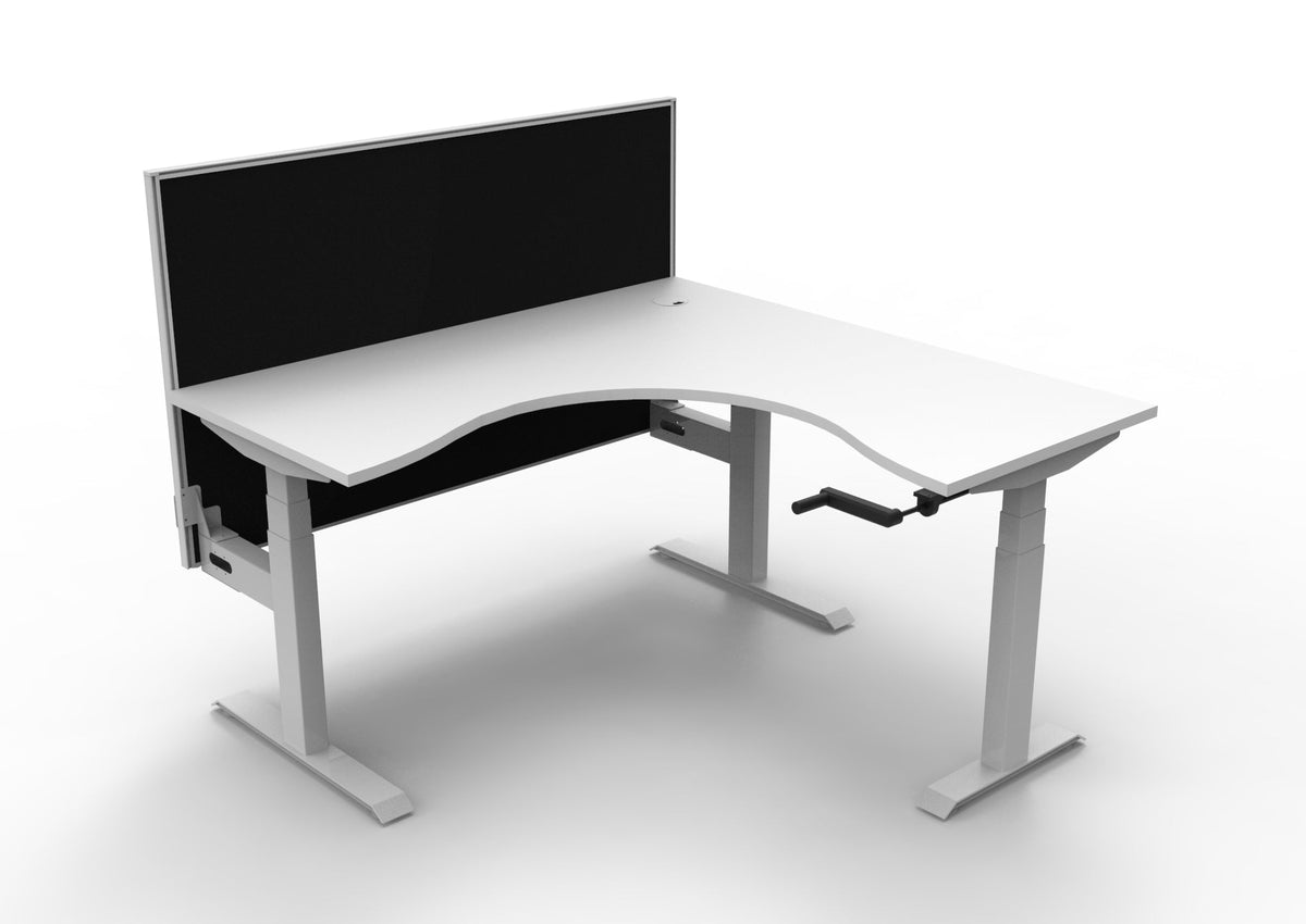 Rapidline Boost Crank Corner Workstation 1500 x 1500 x 750mm with Screen Natural White / White Satin