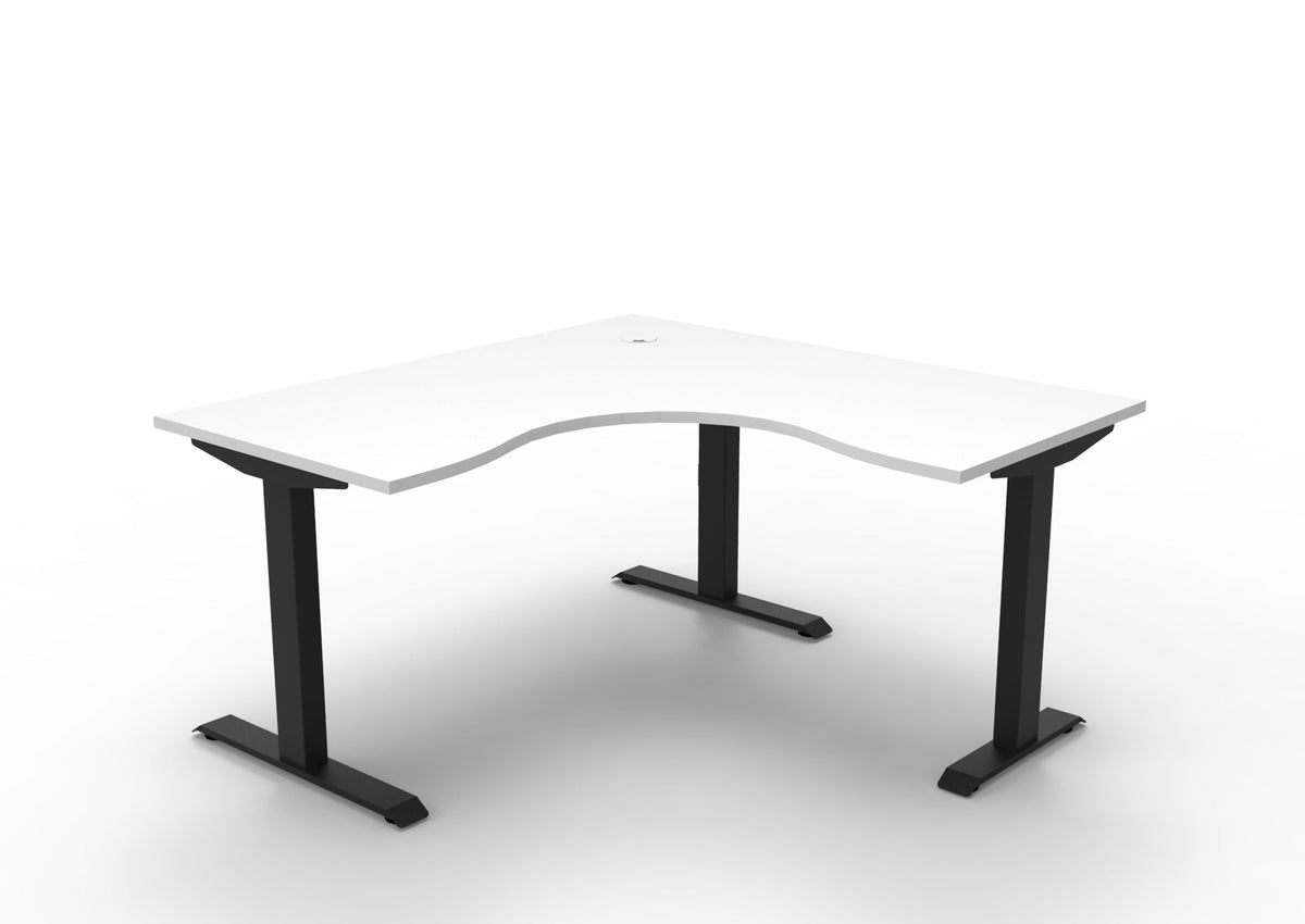 Rapidline Boost Static Corner Workstation 1500 x 1500 x 750mm Natural White / Black Satin