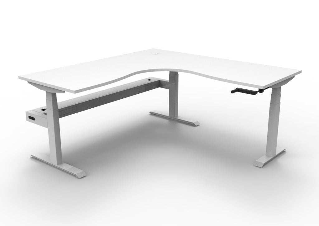 Rapidline Boost Crank Corner Workstation 1800 x 1800 x 750mm with Cable Tray Natural White / White Satin