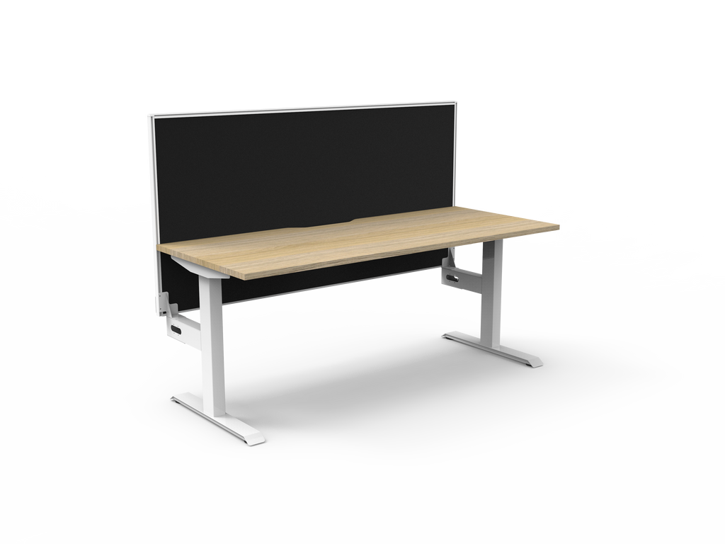 Rapidline Boost Static Single Sided Workstation 1200 x 750mm with Screen Natural Oak / White Satin