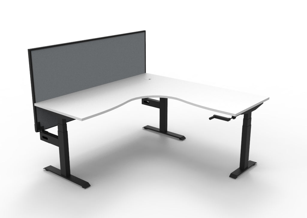 Rapidline Boost Crank Corner Workstation 1800 x 1800 x 750mm with Screen Natural White / Black Satin