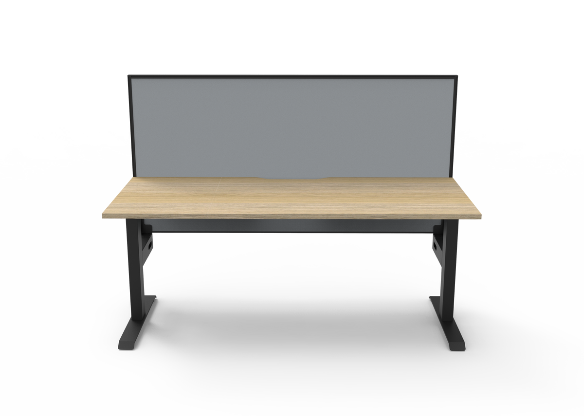 Rapidline Boost Static Single Sided Workstation 1200 x 750mm with Screen Natural Oak / Black Satin