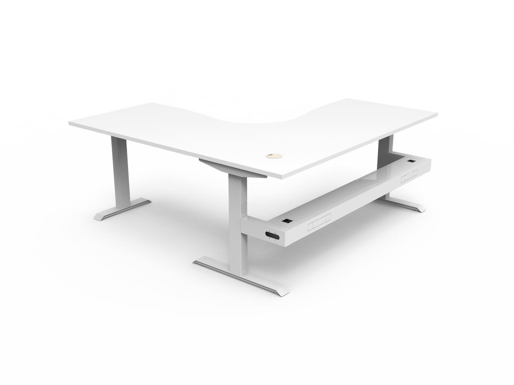 Rapidline Boost Static Corner Workstation 1800 x 1800 x 750mm with Cable Tray Natural White / White Satin