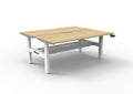 Rapidline Boost Crank Back to Back Workstation 1500 x 750mm with Cable Tray Natural Oak / White Satin