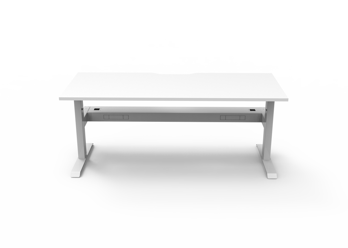 Rapidline Boost Static Single Sided Workstation 1500 x 750mm with Cable Tray Natural White / White Satin