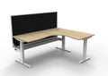 Rapidline Boost Static Corner Workstation 1800 x 1500 x 750mm with Screen and Cable Tray Natural Oak / White Satin