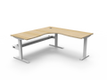 Rapidline Boost Static Corner Workstation 1800 x 1800 x 750mm with Cable Tray Natural Oak / White Satin