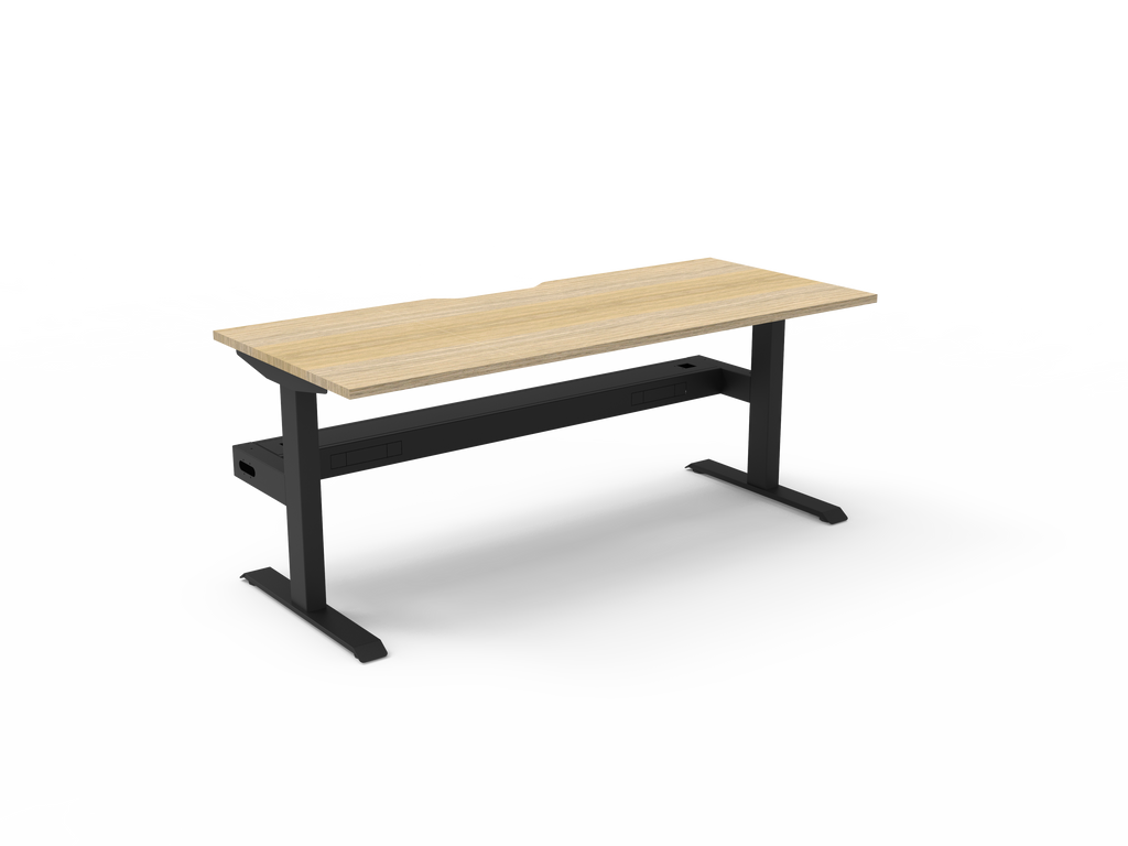 Rapidline Boost Static Single Sided Workstation 1800 x 750mm with Cable Tray Natural Oak / Black Satin