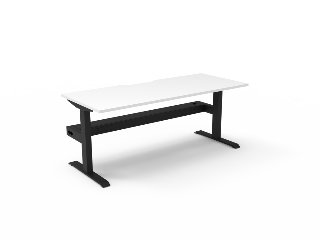Rapidline Boost Static Single Sided Workstation 1500 x 750mm with Cable Tray Natural White / Black Satin