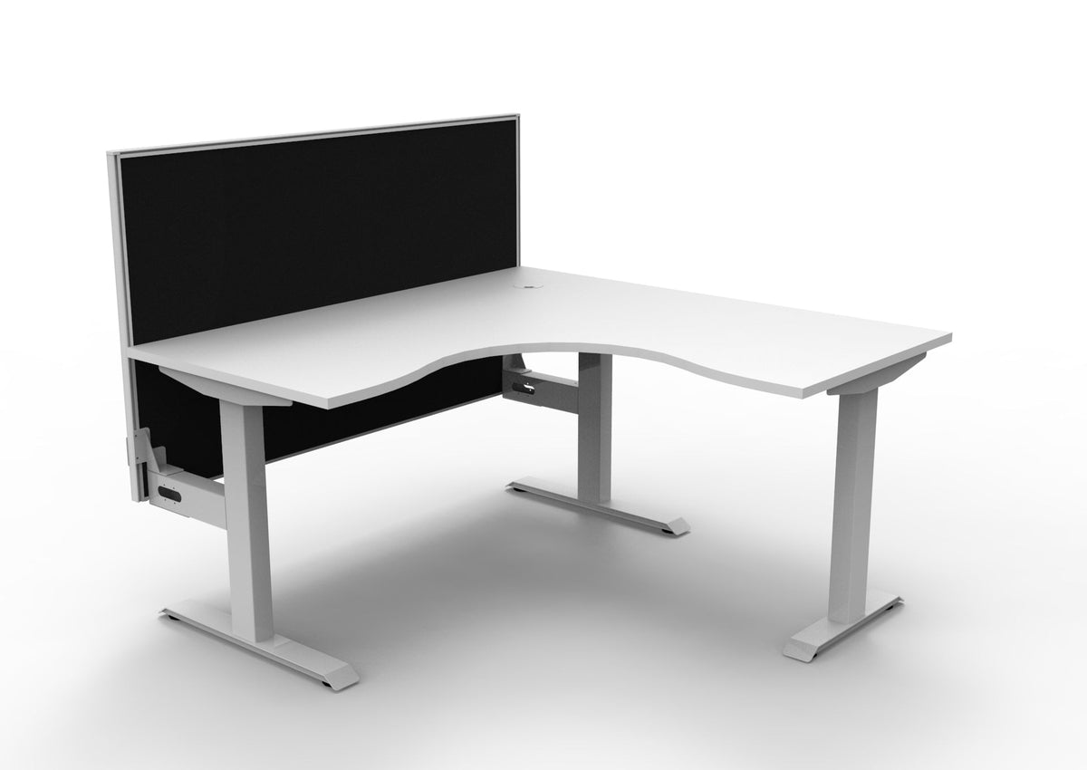 Rapidline Boost Static Corner Workstation 1500 x 1500 x 750mm with Screen Natural White / White Satin