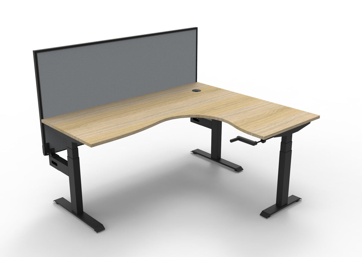 Rapidline Boost Crank Corner Workstation 1800 x 1500 x 750mm with Screen Natural Oak / Black Satin