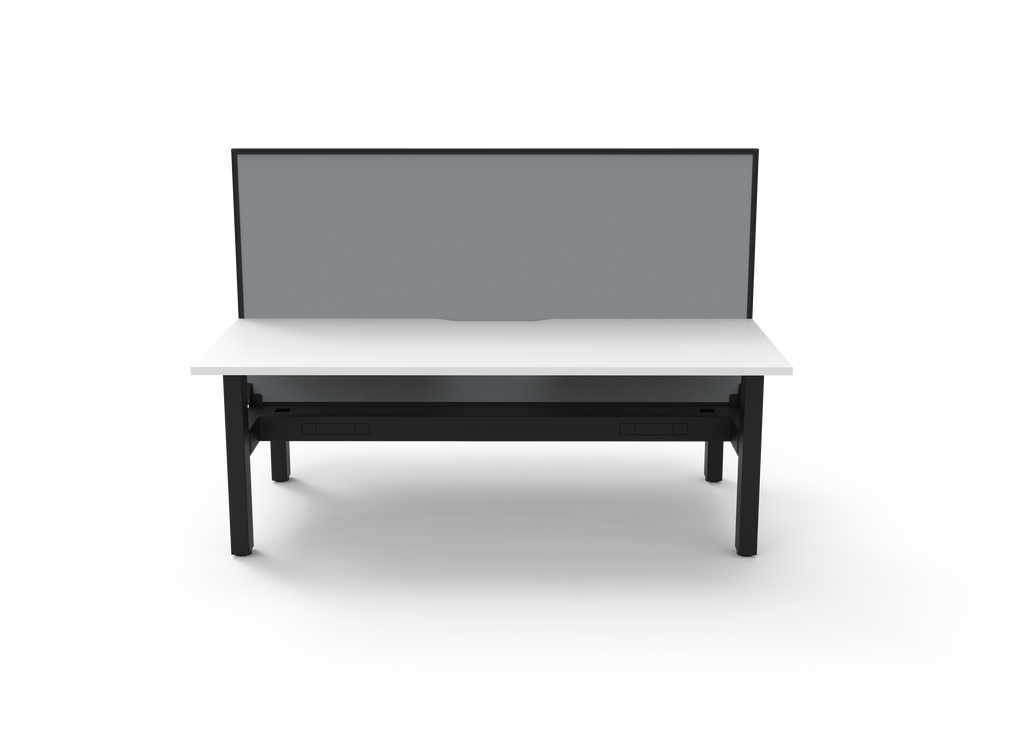 Rapidline Boost Static Back to Back Workstation 1800 x 750mm with Screen and Cable Tray Natural White / Black Satin