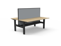 Rapidline Boost Static Back to Back Workstation 1500 x 750mm with Screen and Cable Tray Natural Oak / Black Satin
