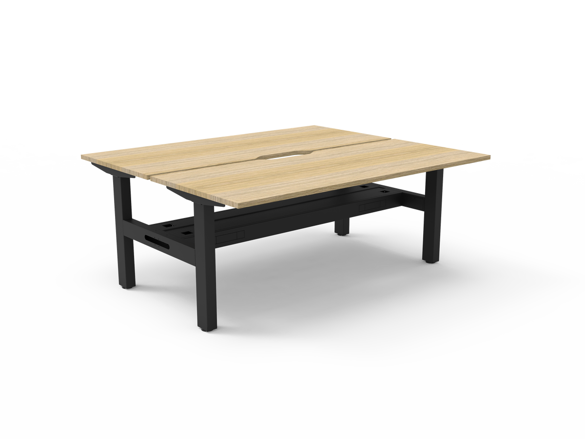 Rapidline Boost Static Back to Back Workstation 1800 x 750mm with Cable Tray Natural Oak / Black Satin