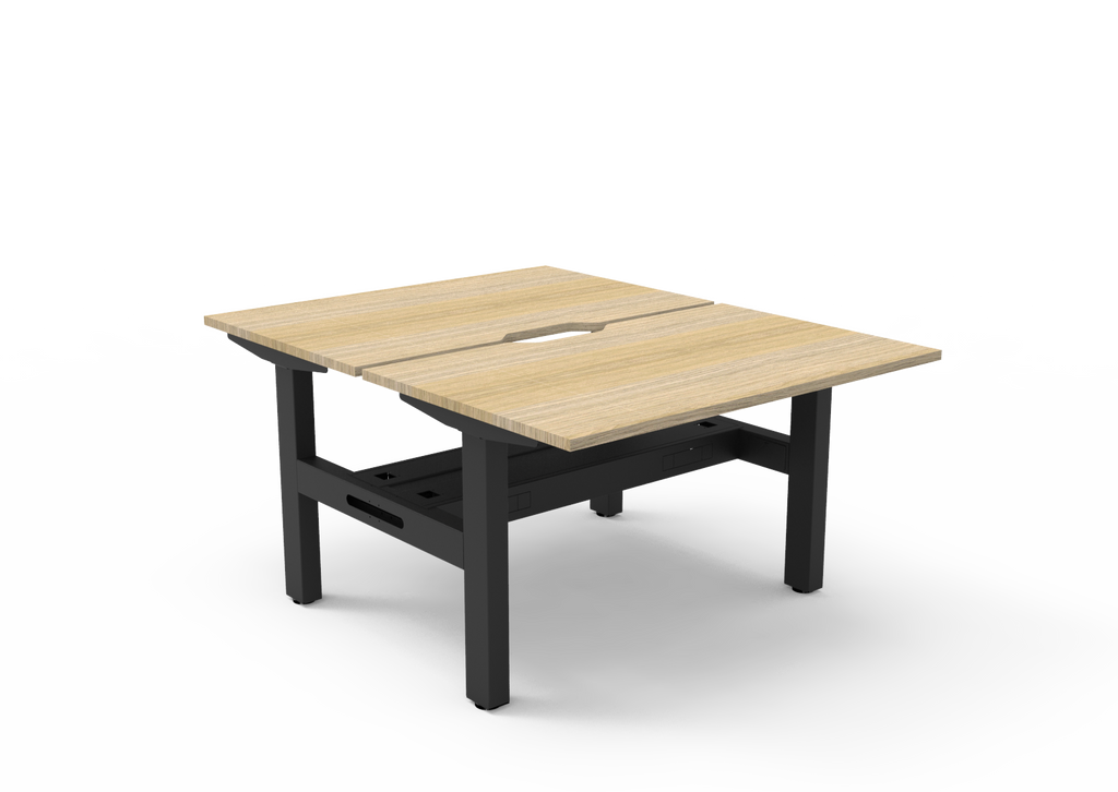 Rapidline Boost Static Back to Back Workstation 1200 x 750mm with Cable Tray Natural Oak / Black Satin
