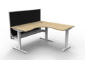 Rapidline Boost Static Corner Workstation 1500 x 1500 x 750mm with Screen and Cable Tray Natural Oak / White Satin