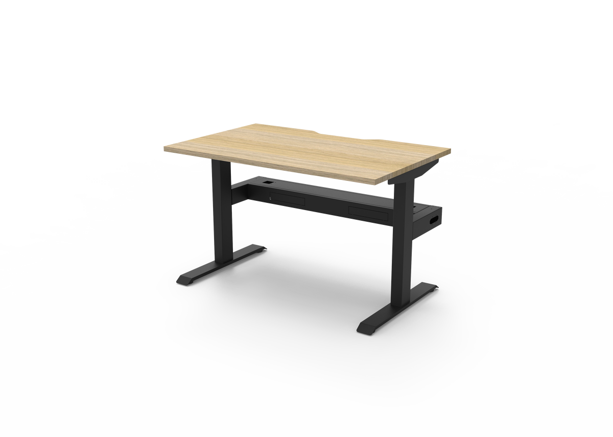 Rapidline Boost Static Single Sided Workstation 1200 x 750mm with Cable Tray Natural Oak / Black Satin