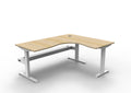 Rapidline Boost Static Corner Workstation 1800 x 1500 x 750mm with Cable Tray Natural Oak / White Satin