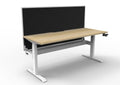 Rapidline Boost Crank Single Sided Workstation 1500 x 750mm with Screen and Cable Tray Natural Oak / White Satin